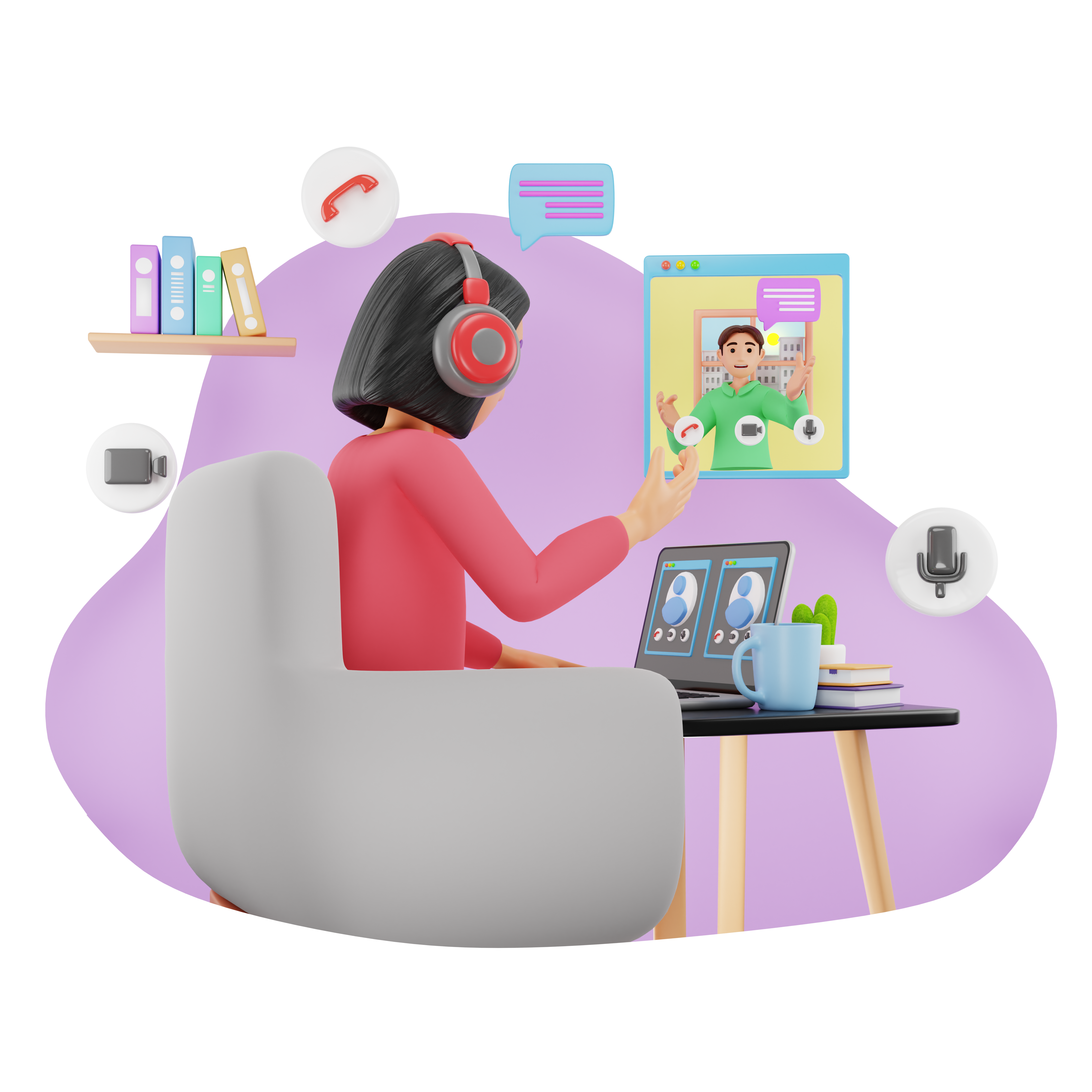 Illustration of a woman having a video call